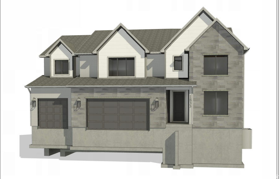 Architectural Rendering. Illustrating the exterior facade of the property