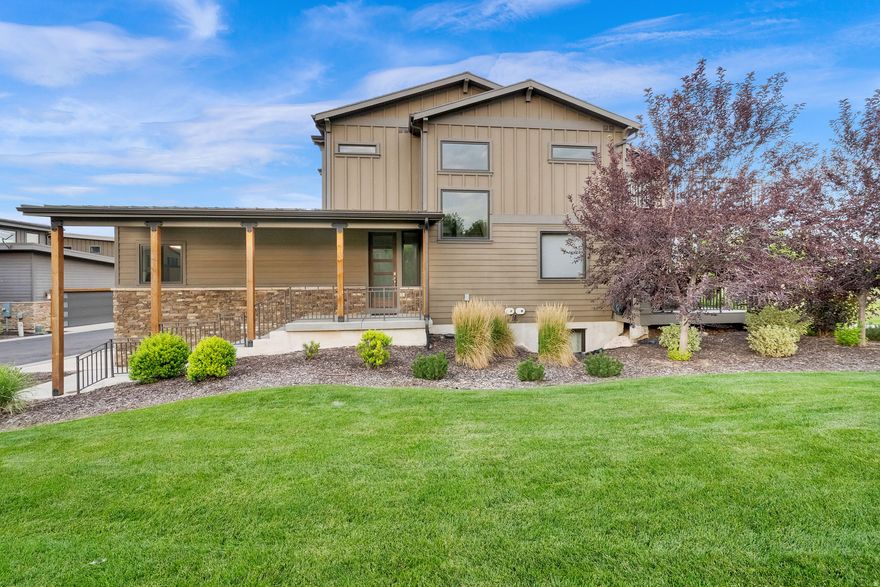 This spacious three-story townhome features 4 bedrooms, 4.5 bathrooms, two living rooms, a gourmet kitchen, gas fireplace, two outdoor decks, and a private 2-car garage, offering plenty of space to relax and reconnect. Thoughtful, high-end finishes are found throughout, including quartz countertops, solid wood doors and trim, and premium wood-clad windows. Upstairs features a popular 4 bedroom floor plan. Primary suite features large walk-in closet, ensuite complete with double sink vanity, separate shower and oversized tub, and private water closet. Primary suite has a private balcony with beautiful views. Three additional bedrooms with their own bathrooms providing ultimate privacy. Fully finished basement with large living room, an additional bedroom, and bathroom. Within the gated community, enjoy access to a pool, hot tub, pickleball and bocce ball courts, and horseshoes, all surrounded by the breathtaking scenery of Utah's Ogden Valley. With year-round outdoor adventure at your fingertips, from skiing and hiking to boating and more, this retreat blends comfort, style, and recreation in one unforgettable location.
