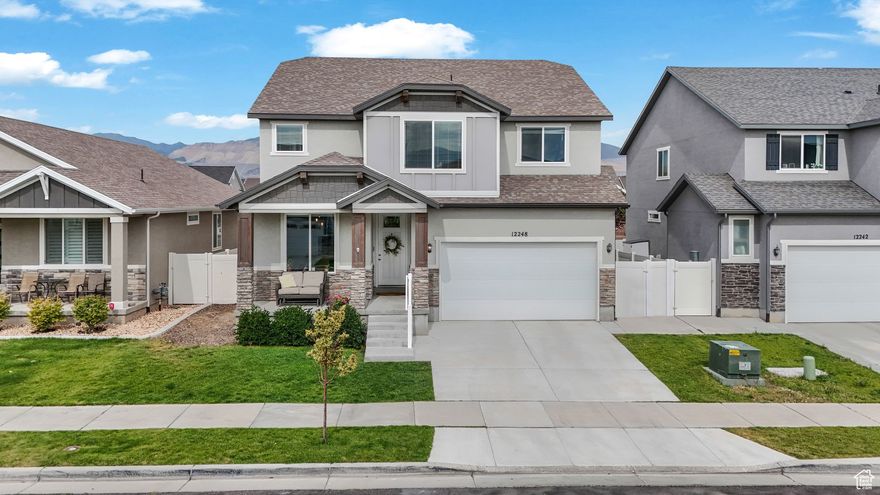 Gorgeous home, located in desirable neighborhood. No HOA fees! Features begin with covered front porch to view the mountain views. Kitchen with oversized Island offers granite countertop and a ton of cabinet space. Double ovens, gas cooktop. Large dining area with ton's of natural light. Spacious family room with gas fireplace, and built-ins. Living room could be an great office area. All 4 bedrooms are upstairs, with a loft area that could be converted into a 5th bedroom, or a great location for a home office. Master suite has vaulted ceilings, spacious and en suite that won't disappoint. Large vanity with double sinks, separate tub/shower and walk in closet. Basement offers many options for adding additional rooms to your liking, with 9' ceilings. Minutes away from freeway access. Ton's of shopping and restaurants within minutes from development.