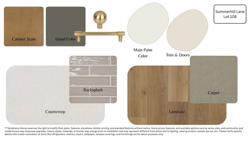 Lot 108 in Summerhill Lane by Symphony Homes. This Libby plan is in a prime location close to everything. Estimated completion is March 2026. Discover the difference in quality from this trusted local builder of semi-custom homes. This spacious two-story offers thoughtful design, high-end finishes, and unique features throughout. The true three-car garage provides ample parking and storage. The main level features a large galley-style kitchen with a walk-in pantry, 36" gas cooktop range, double ovens, a bright dining nook. Just off the entry, a flex room with a stunning custom feature wall adds character and versatility. The family room boasts a soaring two-story ceiling and a beautiful fireplace, creating a warm and inviting space for gathering and entertaining. The main floor also includes the primary suite, complete with an ensuite bath, walk-in closet, and a nearby stackable laundry closet for added convenience. Upstairs, you'll find a generous loft that overlooks the family room below, two additional bedrooms-each with walk-in closets-and a large laundry room. The finished basement includes a spacious family or game room, two more bedrooms and a bath. Plus, it's stubbed for a future wet bar if you wish to add it, and has plenty of storage. A covered patio extends your living space outdoors, and the home is equipped with an active radon system and secondary water stubbed to the lot.