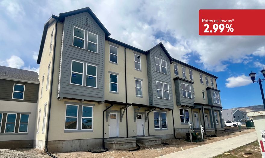 Qualifies for Utah Grant -- $$20,000 to buy down interest rates, apply funds towards a down payment or pay closing costs. Plus Preferred Lender $12,500 towards closing costs* OR Get a 3.5% Interest rate with Preferred Lender! Full landscape and picket front yard fencing included. This is a fantastic location in front of Daybreak's mountain bike path, and just minutes from the Watercourse. Must See Townhouse! Open great room is perfect for Entertaining or Daily Living. Secluded Primary Suite is separated from the additional guest bedrooms. Large guest bedrooms. UPGRADES Included in pricing! Come take a look today! MOVE IN MAY/JUNE! Daybreak amenities include, Pools, Gym, Parks, Downtown Daybreak, Bees Stadium, Trax, Restaurants & More! Buyer and buyers agent to verify all information. RE taxes not yet assessed. Interior Pictures from a similar unit.