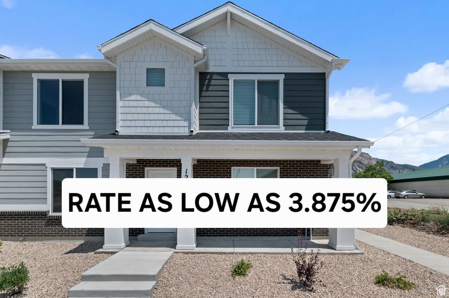 RATE AS LOW AS 3.875%!!!  SAVE HUNDREDS ON YOUR MONTHLY PAYMENT WITH OUR SPECIAL INTEREST RATES ++ $$$$ towards closing costs and amazing incentives for UT Housing. Estimated completion first part of June. Discover the perfect blend of convenience and comfort in this new townhome! Boasting 3 bedrooms, 2.5 bathrooms, and a 2-car garage, this home has great mountain views, parks but also offers quick access to a variety of restaurants, shopping, and the freeway  all within a 5-minute drive. Your ideal home, perfectly situated for a vibrant lifestyle! Ask me about our Generous Home Warranties, Active Radon Mitigation System, and Smart Home Package which are all included. *No representation or warranties are made regarding school districts and assignments; conduct your own investigation regarding current/future school boundaries. Photos may or may not be of actual home. Buyers to verify colors, materials, and options. Square footage figures are provided as a courtesy estimate only and were obtained from building plans. ***Sales Center Hours: Open Monday, Tuesday, Thursday, Friday, and Saturday from 11:00 a.m. - 6:00 p.m. Wednesday from 1:00 p.m. - 6:00 p.m. Closed Sundays. Call for an appointment!