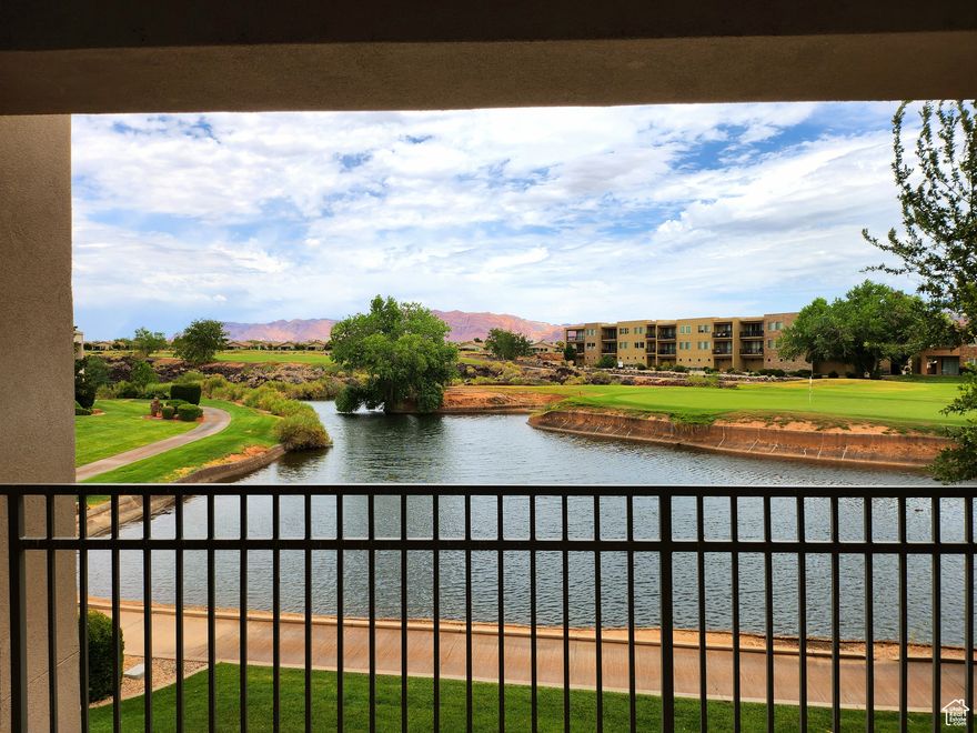 3rd floor Blackrock condo, amazing views of the Sunbrook golf course, pond, and Snow Canyon. Located across from the pool and clubhouse. 2-car garage. Gated community.
