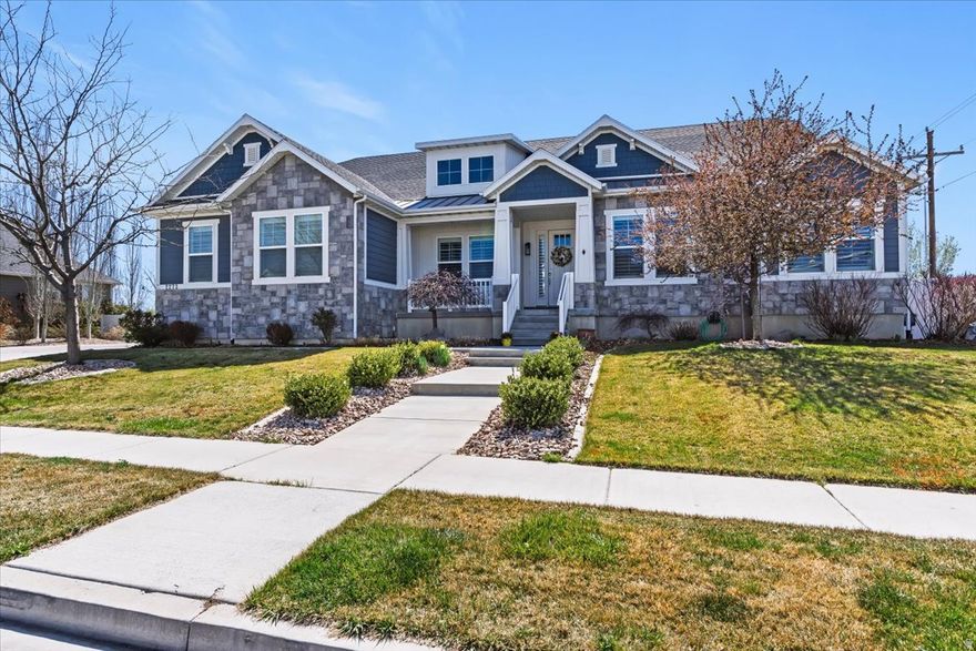 Grand Executive home in desirable Lehi neighborhood, ideal location. Home boasts all the upgrades and finishes. With high vaulted ceilings and open floor plan, home has a great feel and flow.  Huge family room opens to beautiful high end kitchen ideal for entertaining. Master suite is spacious and elegant, large bathroom and walk in.  Bedrooms are all large up and down.  Main level living at its finest.  Basement is nicely finished with professional touches.  Oversized bedrooms and bathroom.  Family room is great for entertaining and relaxation.  Property is huge half acre.