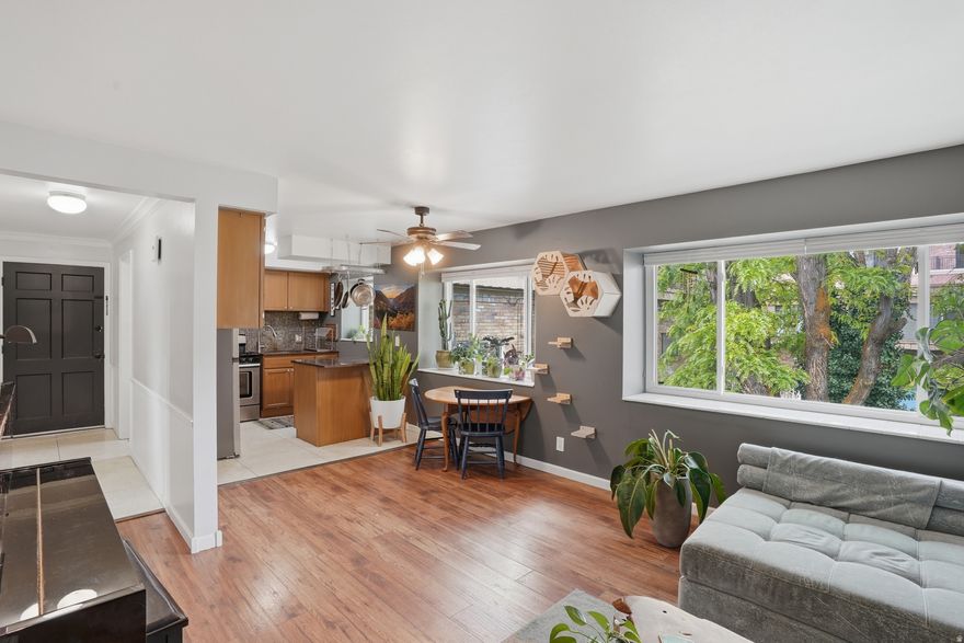 Ideally located condo featuring oversized windows that fill the space with natural light. Enjoy access to the community pool w/gym and sauna. The location walkable from shopping, dining, grocery and entertainment, with quick access to the canyons. The home includes central air, a generously sized bedroom, and a large walk-in closet. Also includes one private parking spot and a private basement storage room conveniently positioned near the on-site laundry that takes coin or an app. Animals are allowed!  Square footage figures are provided as a courtesy estimate only and were obtained from tax data .  Buyer is advised to obtain an independent measurement.  Clubhouse w/gym & sauna is by the southeast pool. Laundry is in the building and takes either coin or an app. Setup for google fiber.