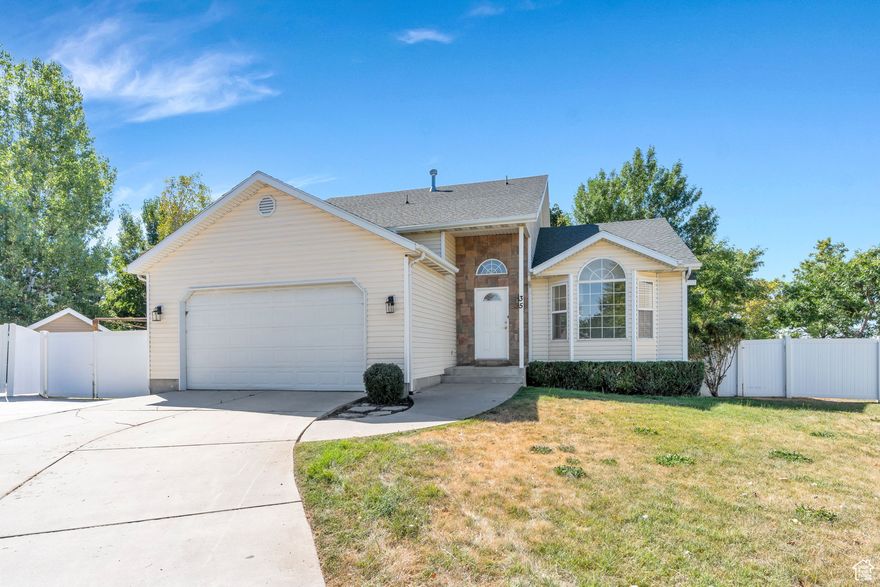 Beautiful two-story home tucked away on a peaceful cul-de-sac in American Fork with seven bedrooms. Prime location across from Legacy Elementary and American Fork Middle School, with nearby parks and Fox Hollow Golf Course just minutes away. The home is filled with natural light from oversized windows, creating a bright and inviting atmosphere throughout. Features include a formal living room with stunning wood floors and a spacious family area. Master suite includes a bonus room, great for another office, nursery or storage! The basement offers a kitchenette and an additional generously sized living area. Step outside to enjoy a large deck overlooking the spacious backyard filled with mature trees, perfect for relaxing evenings or hosting friends and family. Measurements provided as a courtesy only, buyer to verify all info.
