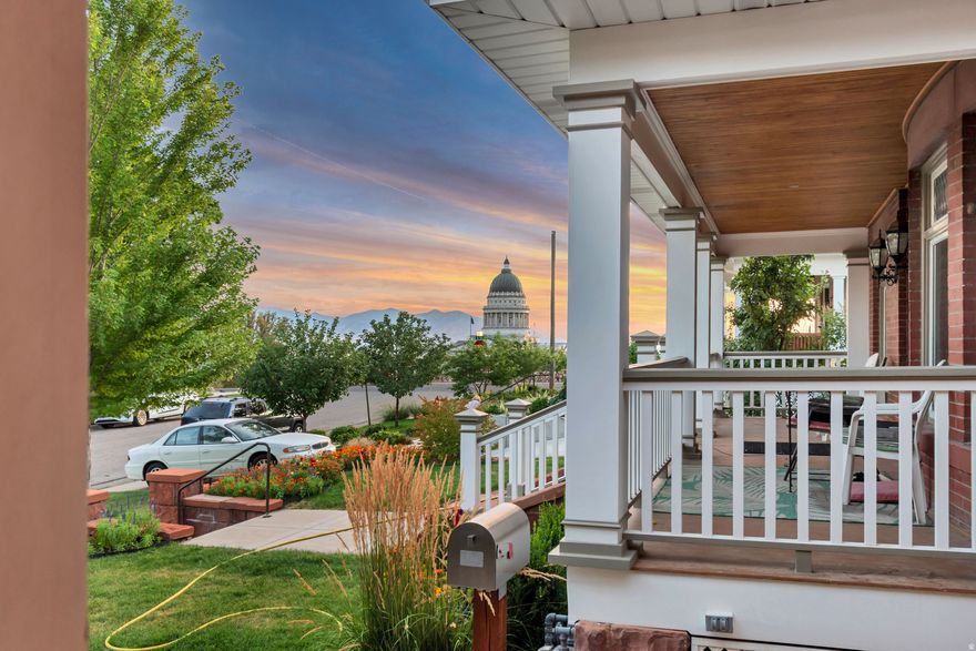 A few blocks from the entrance to City Creek Canyon, this classic Avenues 2-story home displays 20th Century charm while providing the benefits of 21rst Century living. Built by Heber Grant, 7th president of the LDS Church, the current owners completely remodeled the home's interior, prioritizing original aesthetics. Four spacious bedrooms make up the second floor, including a lovely primary suite with deluxe bathroom, steam shower, walk-in closet, & covered balcony with views of the northern foothills. Thoughtful details and quality materials abound, including beautiful hardwood floors, stately crown molding and Viridian Green kitchen countertops. A 5th bedroom and office on the main floor provide the majority of all living and sleeping space above grade. The main floor also features a warm entryway, inviting living and dining rooms, an enviable mudroom and a gourmet kitchen.  Outside spaces appeal as well. Look at the lights of the Capitol in the evening from the front porch. In back, enjoy a covered deck, private yard and 2-car garage with attached studio. And perhaps most desirable is this home's location near and above downtown and Memory Grove Park, and walking/biking distance to singletrack trailheads that can take you into town or up and into the foothills and far from town.  You pick.
