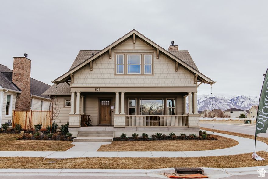 To be built by Goodboro Homes, this stunning Craftsman Bunglow model is located in the desirable Holdaway Fields neighborhood in Vineyard. The home features a beautiful kitchen, an open floor plan with plenty of windows for natural light, and gorgeous upgraded finishes throughout. The spacious primary suite boasts his & her walk-in closets for added convenience and luxury. Designed for main floor living, this home provides everything you need on the main level with the option to finish the basement for even more space. Located in the heart of Utah County, you'll be just minutes from the Utah Lake trail system, Sleepy Ridge Golf Course, Megaplex, Top Golf, shopping, dining, and more. The community will include 162 homes, a clubhouse, swimming pool, and pickleball courts. Holdaway Fields embraces traditional Utah architecture with classic cottage, craftsman, and tudor style homes. Homes in this community intentionally define the street edge with open yards, front porches, and beautiful entries.  A designated portion of this community is reserved exclusively for adults 55+, offering an ideal blend of comfort, convenience, and connection.