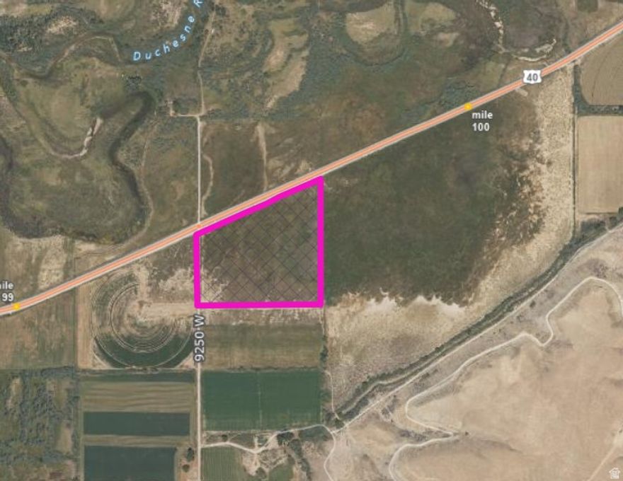 34.3 Acres of pasture with frontage along HWY 40 and 9250 West, located east of Duchesne and SE of Bridgeland. No water rights are included, but culinary water connections may be available through the East Duchesne Culinary Water Improvement District. Buyer to verify. Gates are located on the west side of the property. Maps are approximate. Zoned A-5 (5 acre minimum lot size).