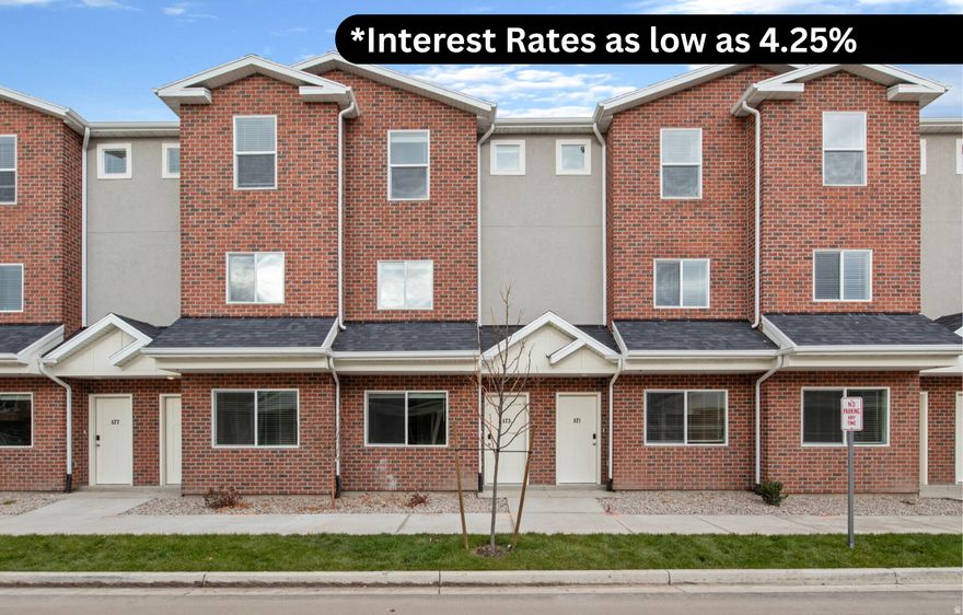 This is your chance to own a Brand-new home in Ogden for less than you think! Ask about our Interest Rate incentives allowing you to lock-in rates as LOW AS 4.25%. This Townhome features three large bedrooms, two and a half bathrooms, granite countertops, stainless appliances, luxury vinyl flooring, smart home features (thermostat/door locks /lights), and attached garage. Open-concept living spaces offer the perfect blend of comfort and style, ideal for relaxing at home or entertaining guests. Located just minutes from shopping, restaurants, and I-15, The Villas at the Point is right where you want to be. Outdoor swimming pool, playground and Clubhouse to be completed in 2026. HOA includes high speed internet, garbage, sewer, insurance and smart home systems. Buyer to verify all listing information.