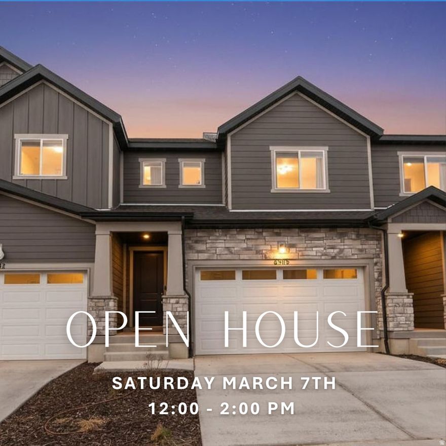 *OPEN HOUSE Saturday March 7th 12 - 2pm* Welcome to the popular Cornell floor plan in Sky Ranch where modern design meets move-in ready convenience! This beautifully maintained 3-bedroom townhome offers thoughtful upgrades and features you won't find in nearby new construction options. The open kitchen and great room create an inviting space for everyday living and entertaining, complete with modern finishes, updated lighting and fixtures beyond standard builder selections, and all appliances included-plus blinds and curtains already installed, saving you time and expense after closing. Upstairs you'll find spacious bedrooms with walk-in closets and a comfortable primary suite featuring dual sinks and a tub/shower combination. The unfinished basement provides excellent storage or future expansion potential with plumbing already roughed in. One of the standout features of this home is the rare private yard space with a mulch area-perfect for pets and especially convenient during snowy winter months, a feature not offered in many townhomes in the area. An installed EV charging plug adds modern functionality rarely included in comparable properties. Located in the desirable Sky Ranch community with completed amenities including a pool, cabana, pickle ball courts, and playground, plus quick access to Mountain View Corridor, shopping, dining, and commuting routes. Enjoy the benefits of newer construction without the added upgrade costs or wait time. This home is truly move-in ready and ready for the next future homeowner to make it their own!! Ask for more details about our 1% credit towards closing costs by using American Pacific Mortgage.