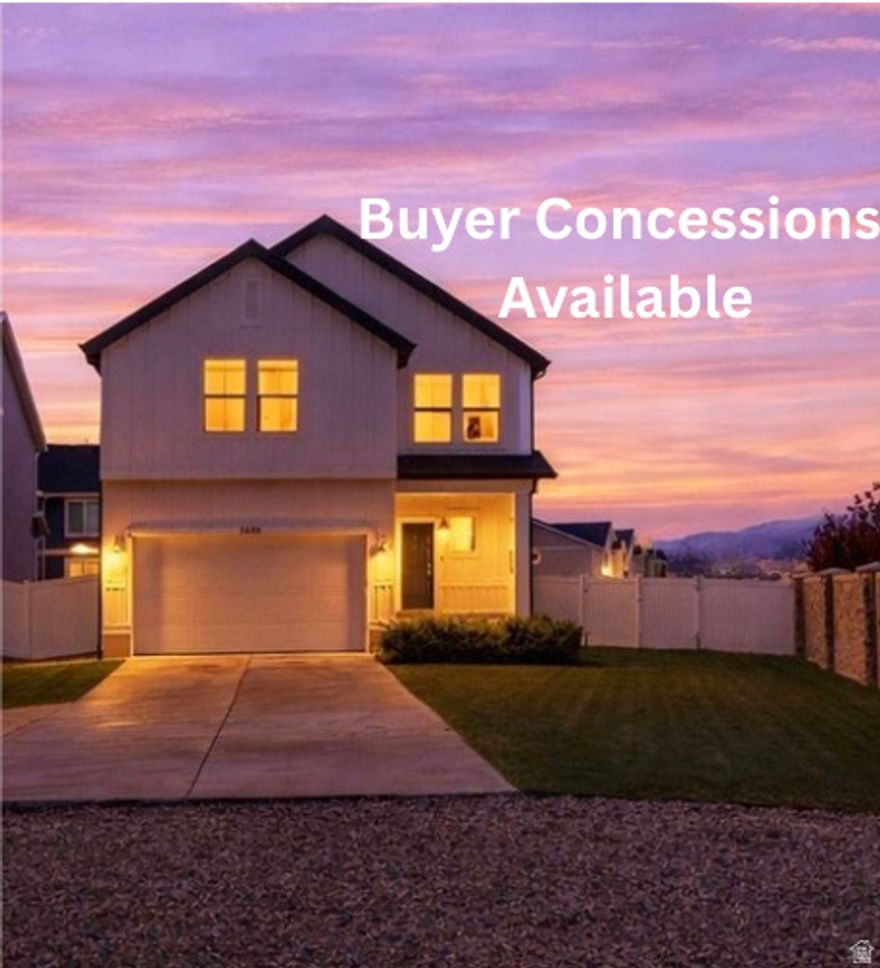 *Move-in Ready In Lehi With Premium Upgrades* $5,000 seller concessions available with full price offer. Bright, open, and inviting-welcome to this beautifully maintained home in one of Lehi's most desirable neighborhoods. Nearly new and exceptionally cared for, this residence offers the perfect blend of comfort, convenience, and everyday livability.The bright kitchen and family room create a spacious open-concept living space, filled with natural light from large windows overlooking the backyard-perfect for everyday living. Upstairs, a generous bonus room provides flexible living space ideal for a home office, playroom, media room, or additional family room. All three bedrooms are thoughtfully located on the second level, along with a conveniently located upstairs laundry room. The spacious primary suite features a large ensuite bathroom and oversized walk-in closet, offering both comfort and functionality. The unfinished basement presents a rare opportunity to customize and expand-whether you envision additional bedrooms, a private guest suite, home office or entertainment space, the possibilities are open. This home enjoys a premium large lot-double the size of most of the neighbors. It's situated in a prime spot at the end of a quiet street with no through traffic.The extra-large driveway offers additional parking which is rare in this neighborhood and makes it ideal for guests or recreational vehicles. The exterior features durable, low-maintenance cement board siding on ALL sides providing long-term peace of mind. Residents enjoy access to an impressive collection of community amenities, including a pool, pickleball courts, scenic parks, river access, and a children's pump track-creating a vibrant, connected lifestyle centered around recreation and community.  Experience the best of Utah Valley living with convenient access to shopping, dining, and major commuter routes. Located just minutes from the innovation of Silicon Slopes, the attractions at Thanksgiving Point, and world-class outdoor recreation, including hiking, biking, and skiing. Homes in this sought-after Lehi neighborhood don't last!