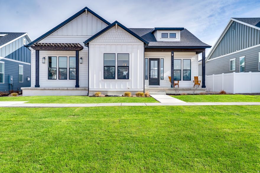 Rare opportunity to purchase a professionally designed luxury model home. **Sales Event!! Receive $71,100 towards rate buydown and/or closing costs with preferred lender.** The spacious front porch with mountain view invites you into this open great room showcasing 10' ceilings and ample view windows. Experience single level living at its finest. The kitchen is an entertainers dream with large island, double ovens, gas cooktop, designer range hood and hidden pantry with appliance shelf. Main floor office with door to private patio. The primary bedroom and bath offers all the luxuries we love. Giant soaker tub and spacious euro glass shower. Fabulous Primary closet. Abundant space in the lower level with a large family room, wet bar with under cabinet lighting, 3 bedrooms and 2 bathrooms. Storage galore both in the basement and the extended 3 car garage. Builder will consider a lease-back option.  Please ask agent for details.  *Buyer to verify all.