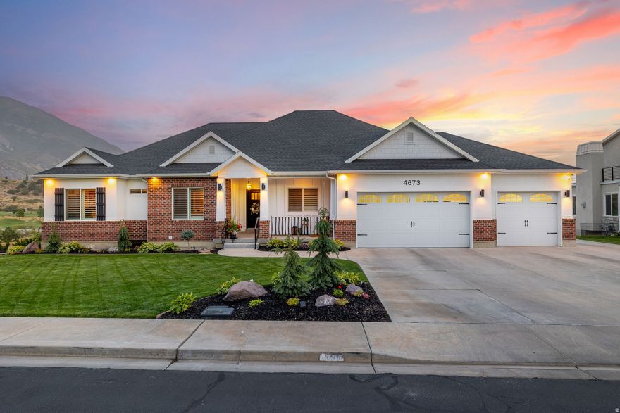Perched in one of Highland's most coveted locations, this impeccably maintained custom brick rambler offers truly unmatched, million-dollar views of American Fork Canyon and Cedar Hills Golf Course. Designed to capture the beauty of its surroundings, the home is filled with natural light and showcases timeless craftsmanship throughout. Pride of ownership is evident in every detail-from the pristine condition to the thoughtful layout that blends elegance with everyday comfort. The main-level living concept is complemented by a beautifully finished basement apartment, ideal for multigenerational living, guests, or income potential. Whether enjoying  the sunrise over the canyon or evenings overlooking the rolling greens, the setting is nothing short of spectacular. Homes with this level of care, flexibility, and panoramic views rarely come available.