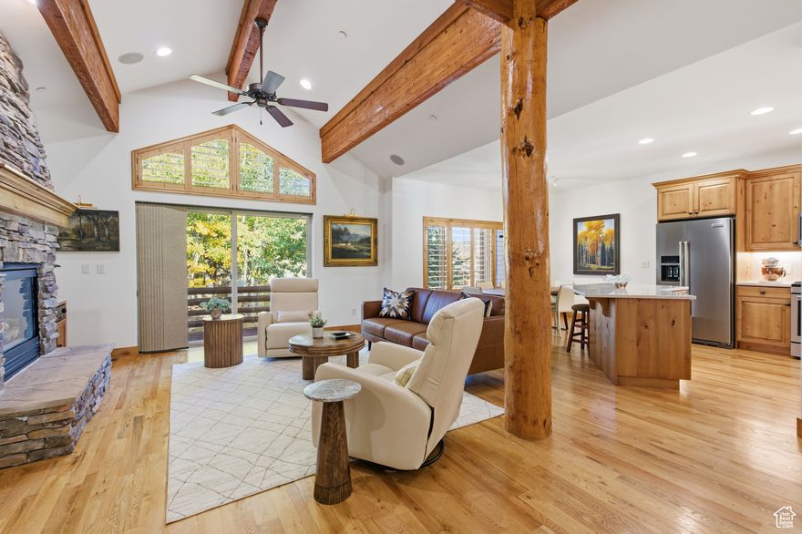 Main-floor living with 3BD+office. HOA includes driveway snow removal plus front yard and exterior maintenance. Heated garage, gentle downslope driveway with western sun. Vaulted great room, tasteful upgrades, private deck and hot-tub-ready patio. Near slopes-29 mi to SLC Airport.