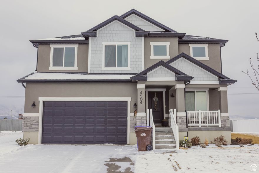 Welcome to 4504 Mt Ellen St in Eagle Mountain, UT! This stunning 4-bed, 3-bath home offers 3,000+ sq ft of open living, mountain views, a modern quartz kitchen, luxury master suite, custom finishes, and a spacious patio-comfort and elegance in a perfect location!