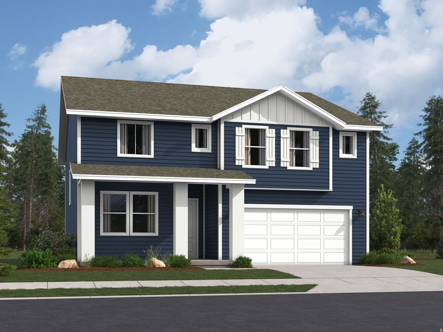 The Valley at Wildflower- 3144 - Redwood. ESTIMATED COMPLETION IN MAY. Offering up to $20k towards financing with our preferred lender! The Courtyards has a unique private drive shared by six homes, but each home also has it's own driveway making it feel like a cul-de-sac.   Full landscaping and rear yard fence is included.  This home offers 5 bedrooms, 3 bathrooms, an attached 3-car tandem garage, and a full unfinished basement. On the main floor you will find a main level bedroom with a nearby full bathroom. The kitchen offers white craftsman-style cabinets, soft gray countertops, and stainless steel appliances including the refrigerator! Upstairs is the owner's suite with owner's ensuite bathroom, laundry area, three additional bedrooms, and a full secondary bathroom. Square footage figures are provided as a courtesy estimate only and were obtained from builder. Buyer is advised to obtain an independent measurement. Interior photos are of same style of home, but not the actual home. Rendering is for illustrative purposes only.