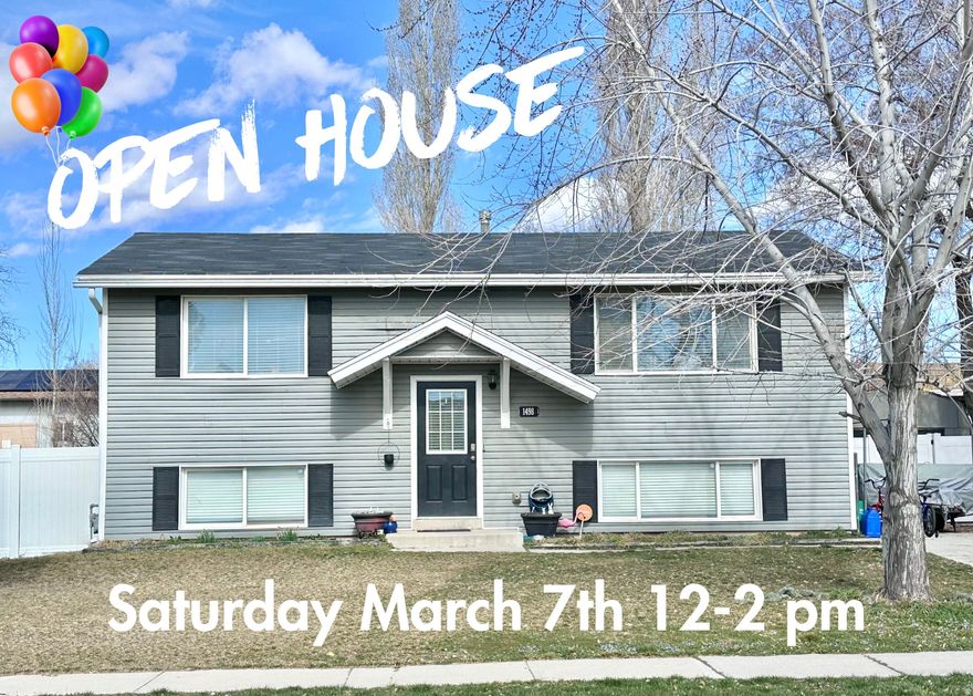 ***Come to our OPEN HOUSE on SATURDAY, MARCH 7 from 12:00-2:00.***  Centrally located Layton home for SALE!  Enjoy an open family room with shiplap wall panels and dimmable ceiling lights, a wonderful kitchen with gorgeous counter tops and backsplash, a long island with pendant lighting above it, white cabinets, stainless steel appliances that stay with this home, and plenty of space for a breakfast bar and dining.  French doors at dining area that lead to deck.  New 2" faux wood blinds throughout in 2021.  Basement bathroom fully remodeled in 2023.  Fresh paint on ceilings, main living areas and kitchen.  New AC and furnace in 2021.  Washer and dryer can stay.  This backyard is spacious, fully fenced in 2021 mainly with white vinyl and a nice gate at driveway.  The pergola, fire pit, and raised garden boxes are ready to be used.  Large trex deck with lovely railing built in 2022 - so nice to enjoy BBQs or outdoor rest & relaxation time with mountain views.  The shed is fully functional and ready for lots of storage.  Plenty of parking and a long RV pad offers more options.  Metal carport setup can stay.  Close to ski resorts, Hill AFB, commute routes, lakes, hiking, trails, 30 minutes to SL airport, and more!!  Schedule your tour today!