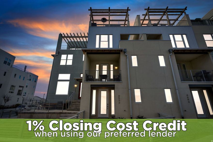 Capitalize on this RARE Waterfront Daybreak opportunity - this pristine home offers waterfront views and immediate proximity to Oquirrh Lake with walking trails, fishing, paddleboarding and more! The 3 private balconies offer great spaces to entertain and relax while the rooftop Terrace presents a fantastic spot for unforgettable memories watching sunsets/sunrises and soaking up the sun! Main Floor accesses the garage and easily transitions to the upstairs Great Room - the stairs include a lovely flex space/bay window for a reading nook! Open-concept 2nd Floor great room showcases 2 balconies and ample space for entertaining or unwinding guests! The pristine Kitchen features rich cabinetry with crown molding, a large island with breakfast-bar seating, stainless steel appliances and the adjacent Dining Room which offers seamless meal prep and dining! The 3rd Floor includes two spacious Suites, Primary Suite has an adjacent balcony for ease-of-access along with a walk-in closet and ensuite Bathroom with double vanity sinks, rich cabinetry, a timeless Euro shower and more! Enjoy a stress-free lifestyle with HOA-provided year-round exterior maintenance and amenities! Capitalize on this incredible opportunity and schedule your showing today!