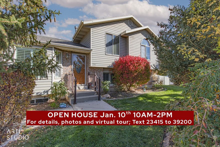 OPEN HOUSE JAN. 10th 10AM-2PM.  Charming home with Craftsman-style upgrades: 4 Beds + 3 Baths + Den, 2 Living Areas, RV Parking, Professionally Landscaped, and Luxe Outdoor Living.  This home sits at the south end of Kaysville in the highly desirable South-Bench Estates location, near the borders of Fruit Heights and Farmington.  This property boasts: a high-efficiency furnace and air conditioning system with Wi-Fi connectivity and UV lighting for improved air quality; a cozy pellet stove in the family room for ambient warmth; roof shingles approximately 5 years old; an updated kitchen with newer appliances, beautiful cabinetry, and stunning granite countertops; very spacious covered patio with a full awning and a hot tub for year-round enjoyment; professionally designed front and back yards with mature landscaping; extra-long and wide RV pad offering ample space for parking or storage.  This home blends charm with modern, convenient upgrades, making it easy to move right in and start enjoying.  Text 23415 to 39200 for more details, photos, and a virtual tour.