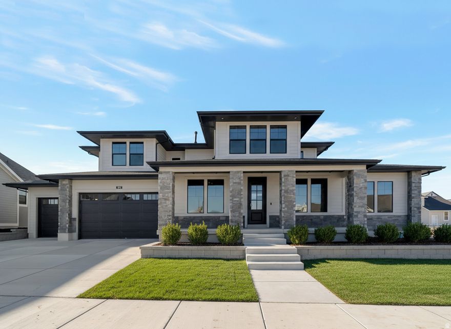 Lot#141 in Beacon Pointe by Symphony Homes. This stunning Browning XL plan blends luxury with thoughtful design. It was designed to be a model home, so it's stacked with lots of upgrades and designer finishes throughout, and it shows! The main floor features both a flex room (w/ French doors) and a formal living room, each with custom millwork, plus a grand great room with two-story beamed ceiling. The gourmet kitchen has ZLine appliances including a 48" dual-fuel range and built-in refrigerator and freezer, a spacious butler pantry, and a bright dining nook that opens to the covered patio. A custom mudroom bench and a large laundry room add everyday convenience. The expansive primary suite includes a custom closet with washer&dryer hookups and gorgeous bathroom. Upstairs has a loft open to below. All bedrooms feature walk-in closets. The fully finished basement is built for entertaining with a media room, kitchenette, huge game room, and a gym with 3/4 bathroom. Finished garage with epoxy floor, 9' foundation walls, an active radon system, and a cold cellar. A must-see!