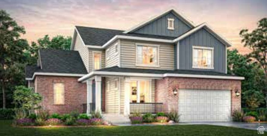 This stunning home showcases timeless design paired with modern upgrades. The kitchen features cotton maple cabinets with LED lighting, elegant quartz countertops, a tile backsplash, and stainless steel gas appliances with double ovens. The expanded 3-car garage with enlarged bay doors provides both convenience and functionality, while the box window in the owner's bedroom adds natural light and charm. The interior includes laminate hardwood, tile, and carpet flooring, large Craftsman base & casing, French doors to the office, and shiplap accents in the living room. The owner's suite is enhanced with a ceiling fan, USB outlets, and tile bathroom surrounds. A gas log fireplace in the great room and an expanded covered deck create warm and inviting spaces for entertaining or relaxing. Upgrades such as 9-foot basement walls, water softener, can lighting, Christmas light outlets, flood light package, gas line to dryer, textured walls, 2-tone paint, and black matte hardware make this home both stylish and practical. This is a must see!