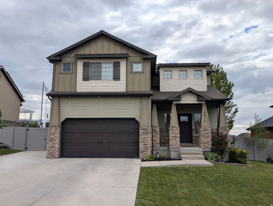 Welcome home to this beautifully maintained Eagle Mountain gem backing directly to the golf course with breathtaking mountain views! Featuring brand new carpet and upgraded landscaping, this home offers the perfect blend of comfort, space, and outdoor living. Enjoy relaxing evenings under the extended patio and custom pergola with string lighting while taking in the open green space behind the property. You'll also be at ease with high durable window screens for all the windows facing the gold course and the new golf net. Don't think we forgot the gardeners with gardening boxes for the veteran or amateur planters!  Inside, you'll love the bright and functional floorplan with spacious living areas, large bedrooms, and a finished basement perfect for a second family room, play area, home office, or guest retreat. You'll also enjoy the the comfort of having a new HVAC system and tankless water heater. The kitchen offers ample cabinet space, a large island bar, and seamless flow into the dining and living areas-ideal for entertaining or everyday living.  The oversized primary suite provides a relaxing escape with plenty of room to unwind, while the additional bedrooms offer flexibility for family, guests, or hobbies. The extra-height garage gives added storage and versatility for toys, tools, or outdoor gear.  Located in the sought-after Highland on the Greens community near parks, trails, schools, shopping, and outdoor recreation, this home combines peaceful golf course living with convenience and style. Don't miss your chance to jump into a better home!