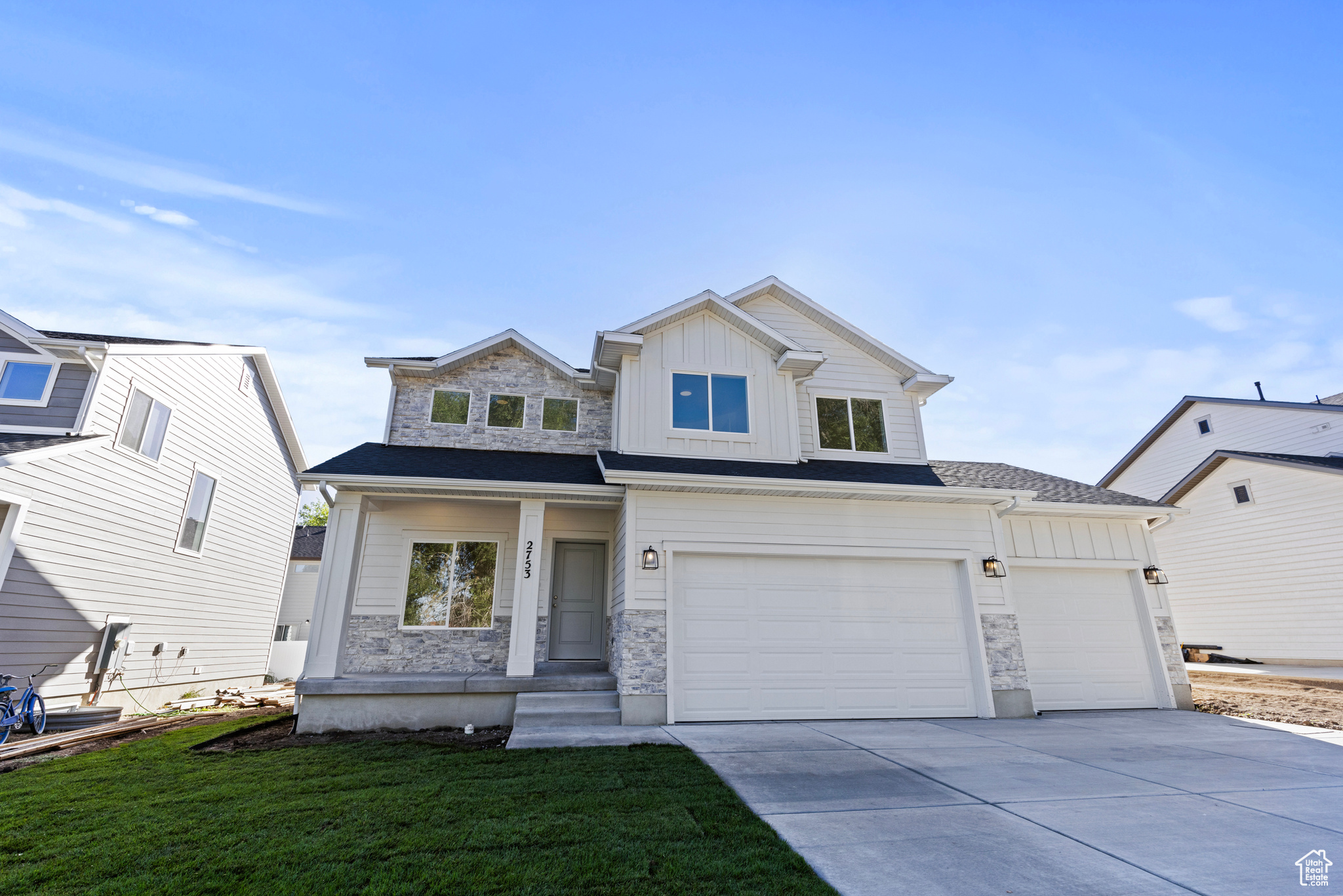 **Front Yard Landscaping Included & Backyard Sprinklers are Installed** This brand-new two-story home in Magna blends modern finishes with thoughtful design. The spacious kitchen features soft-close painted cabinetry, quartz countertops, waterproof LVP flooring, a large island, and a walk-in pantry. Upstairs, you'll find four generously sized bedrooms and a large laundry room. The unfinished basement offers potential for two additional bedrooms, a bathroom, and a family room. Exterior highlights include a 3-car garage, siding and cultured rock finishes, and a welcoming front porch. Enjoy summer evenings in the backyard. Conveniently located near Highway 201 and Salt Lake City.