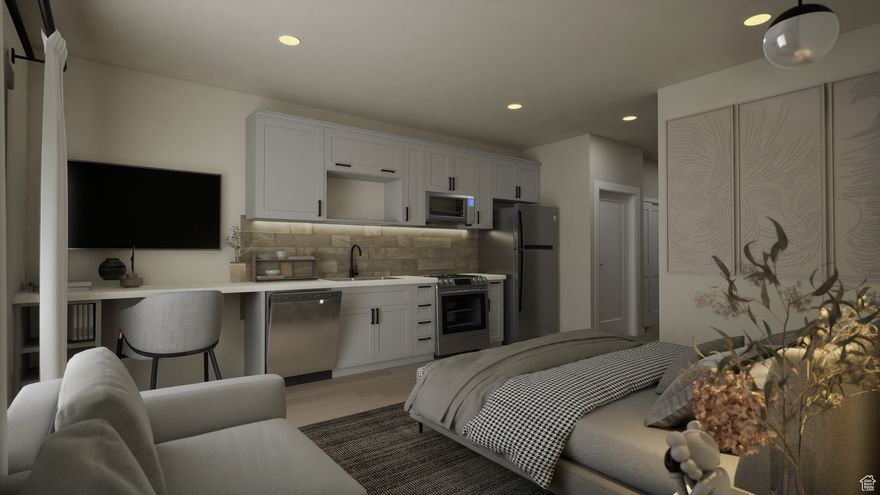 Lost Springs Residences  Luxury Living in the Heart of Moab. This modern studio offers refined simplicity just minutes from Arches National Park and downtown Moab, featuring high-end finishes, efficient design, and a private outdoor space-perfect for weekend escapes, minimalist living, or investment. Residents enjoy exclusive clubhouse amenities including Tesla E-chargers, bike storage, a mail room, weight room, community grill, exercise area, lounge space, and a clubhouse meet-up area with a pool table (coming soon). A Certificate of Occupancy has been issued and the residences are ready for move-in. Actual renderings may be subject to change. Active Employment Household unit (AEH): Developer's affidavit or additional requirements from the City of Moab may accompany the approval process. For details, including potential discounts upon meeting certain requirements, please contact the listing agent.