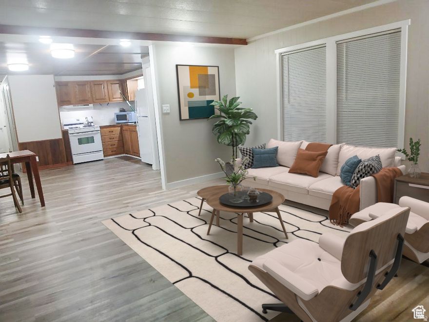 Welcome to this beautifully remodeled 2 bedroom, 1.5 bathroom home, nestled in a desirable park just minutes from town! With its modern updates and cozy atmosphere, this charming home is the perfect blend of comfort and convenience. The bright and airy interior features a spacious living area, sleek kitchen with updated appliances, and two comfortable bedrooms. The half bath adds an extra touch of convenience. Enjoy the peaceful surroundings and take advantage of the park's amenities, all while being just a short drive from local shops, restaurants, and attractions. This is the perfect opportunity to own a affordable and stylish home in a great location!