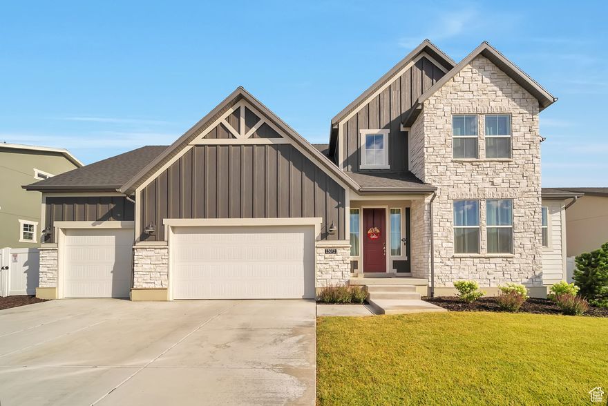 The primary suite features brand-new carpet, and the bathrooms have been upgraded with beautiful luxury tile!   Fresh, stylish, and ready for its next owner! This stunning 4-bedroom, 3-bathroom home, built in 2024, is nestled in the highly sought-after Hidden Oaks subdivision in Herriman and is loaded with premium upgrades you won't find in neighboring homes.  Step inside to discover an open and inviting floor plan, elevated by high-end finishes and smart features throughout. The extended 3rd-car garage is a rare and valuable upgrade in this community, offering ample space for vehicles, toys, or a workshop.  Upgrades & Features Include: Moen Smart Water Monitor for proactive leak detection and water usage insights.  AO Smith 450 Water Softener & Central Water Filtration System for clean, soft water throughout the home.  Noritz Tankless Electric Water Heater provides endless hot water with energy efficiency.  Apex Reverse Osmosis System for purified drinking water right at your tap.  Smart technology Bosch Dishwasher & Samsung Electric Range in a stylish, functional kitchen.  Box window upgrades in the dining room and primary suite for added light and elegance.  Upgraded interior metal railing, adding modern flair to the main living space.  Garage ceiling storage, a dedicated 110V circuit for your tools, and a 240V outlet for EV needs.  Christmas light outlets for easy seasonal decorating.  Outdoor Enjoyment: Situated on a 0.19-acre fully landscaped and fenced lot, the backyard offers both privacy and functionality, complete with a direct gate to the adjacent walking path - perfect for morning strolls, dog walks, or biking with the kids.  This home offers modern comfort, efficient living, and thoughtful design - all in one of Herriman's most desirable neighborhoods.  Don't miss your chance to make this exceptional property your new home. Schedule a private showing today!  Square footage figures are provided as a courtesy estimate only and were obtained from assessor data.  Buyer is advised to obtain an independent measurement.