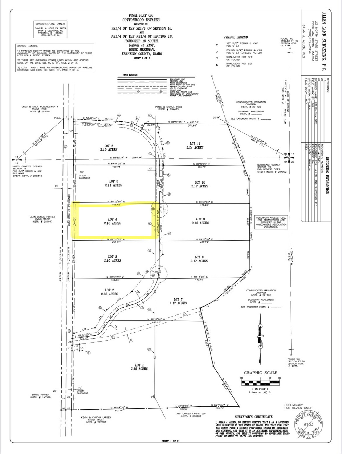 COTTONWOOD ESTATES - Land