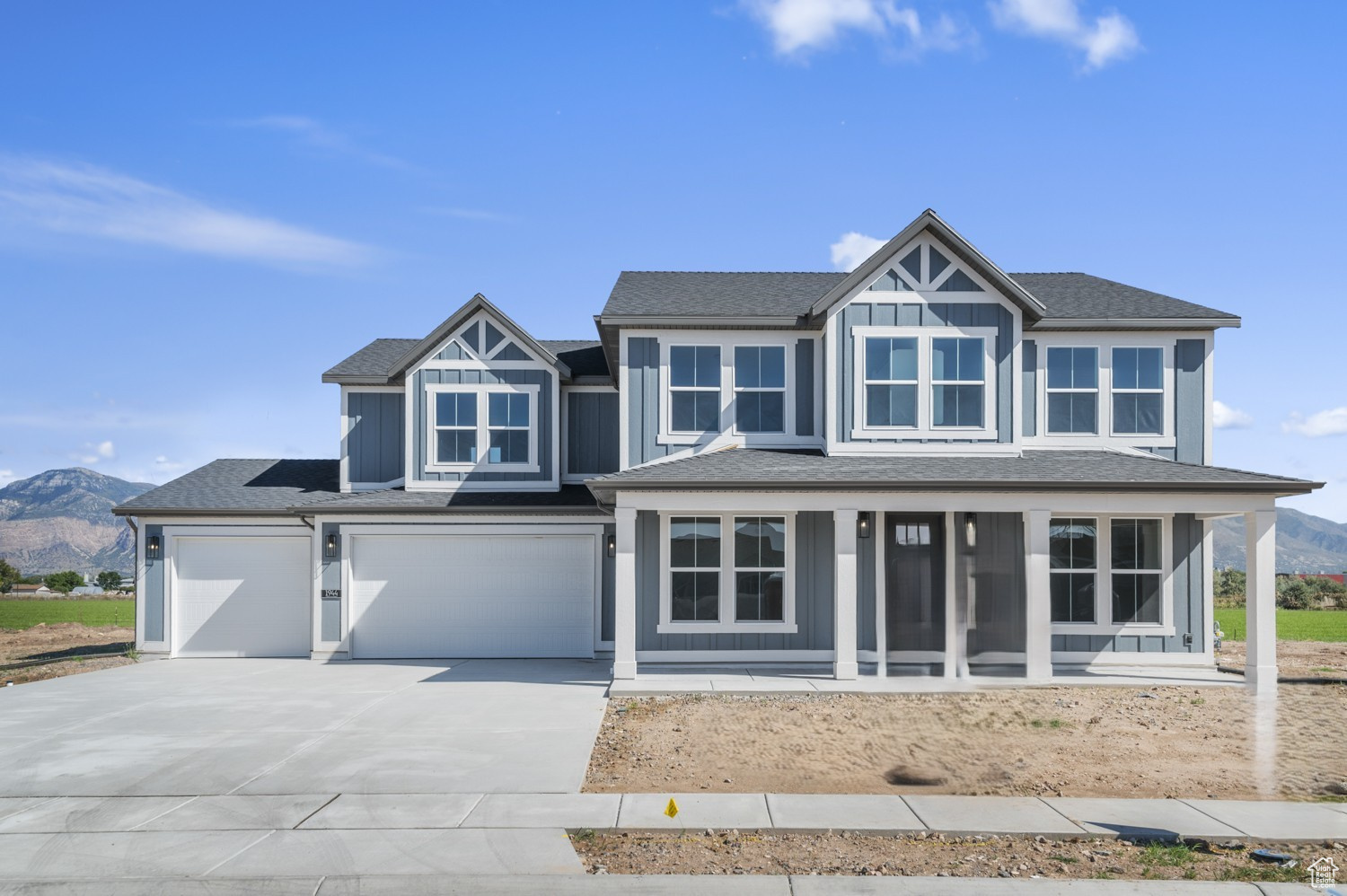 This brand new 3000 Farmhouse showcases so many great amenities all located in a great community, Featured you will find a modern kitchen with white laminate cabinets, quartz countertops, tile backsplash, and stainless steel gas appliances. Flooring includes laminate hardwood, tile, and carpet, while the expanded great room and glass door to the office add both comfort and functionality. Additional highlights include a 3-car garage with keypad, gas log fireplace, wood stair railing, can lighting, Christmas light outlets, and large Craftsman base & casing. The owner's suite is enhanced with quartz shower surrounds and Euro shower glass doors, paired with sleek black matte hardware. A tankless water heater and energy-efficient options provide cost savings and modern convenience throughout. Come check it out today!
