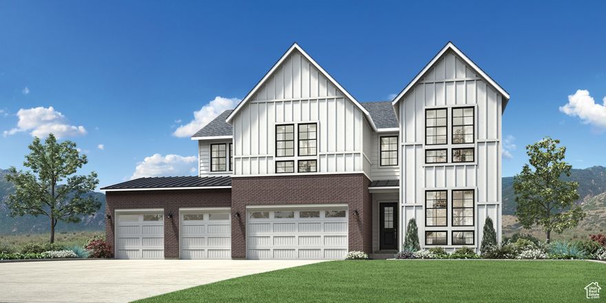 Completion anticipated in Oct! Experience elevated living in this luxurious Tuscarora Farmhouse-style home, featuring a 4-car garage with utility sink, EV pre-wire and a thoughtfully designed layout. The gourmet kitchen is a chef's dream-complete with a walk-through butler's pantry, oversized island, stacked 10' cabinets with glass uppers, 42" built-in refrigerator, double ovens, and a gas cooktop. Stylish upgraded hard surface flooring extends throughout the main level, staircase, primary suite, and loft. Enjoy abundant natural light in the finished walkout basement, which includes a dry bar and secondary laundry hookups-perfect for guests or multigenerational living. Step outside to a covered backyard deck that captures stunning east-facing views of the mountains and Utah Lake-ideal for peaceful mornings or evening gatherings.