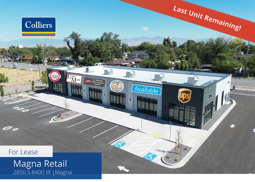 Unlock the potential of your retail venture in Magna! One unit remaining.  Inline Unit 5 with 1,548 SF.  Strategically positioned along Bacchus Highway, your retail space will enjoy high visibility and accessibility. This prime location boasts proximity to educational hubs, being within walking distance from both Cyprus High School and Cyprus Brockbank High School Campus.