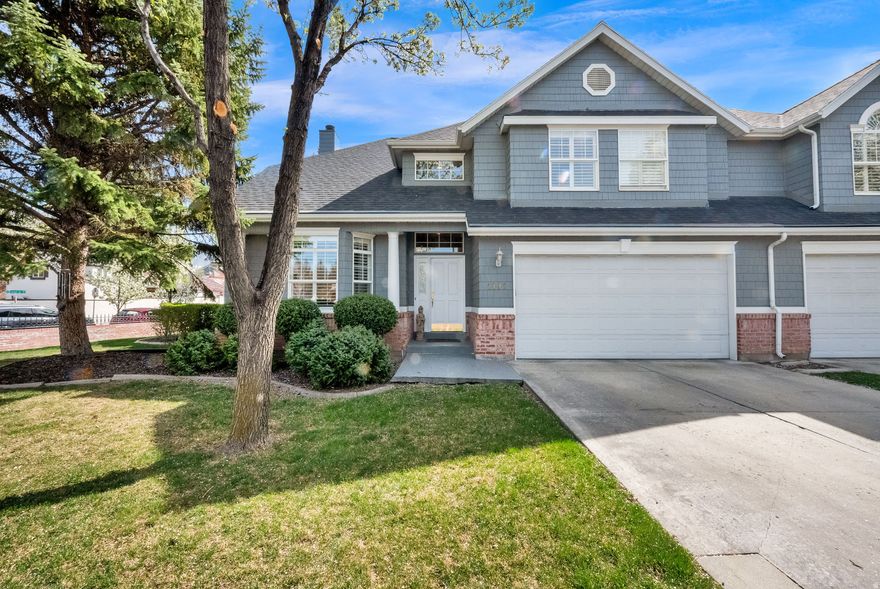 Stunning and well-appointed, updated townhome located in the "Heart of Holladay". Being the end-unit you can enjoy the east mountain views of Mt. Olympus from your family room. The huge picture windows and vaulted ceilings provide generous amounts of light along with the open and spacious layout.  The Wildflower PUD is within walking distance to several of the downtown Holladay amenities...access to I-215, restaurants, shipping, Harmons Market, Leslie's Bakery, easy access to world-class ski resorts and is across the street from a public park. The formal entry leads you into this charming and welcoming home. The main floor detailed with crown moldings, refinished hardwood floors, recessed lighting and wooden shutters throughout.  The coat closet and den/office located off the entry has travertine floors and glass French doors, a gorgeous custom built oak two man credenza, and ceiling fan. The front room has vaulted ceilings and a gas fireplace insert with travertine surround.The gorgeous kitchen is one fore the perfect chef featuring maple cabinets, hardwood floors, polished granite countertops, large picture window, recessed lighting, newer high end Kitchen Aid stainless steel appliances, generous counter space and storage and a breakfast bar. Main floor family/TV room and semi formal dining room with French doors out to a private patio with hot tub. Beautiful perennial vine covering fence along south side.Main floor luxury Master Suite/Master Bath with lots of light, vaults, ceiling fan, travertine floors, crown molding, travertine counter tops, double vanity with oak cabinets and soaking tub with marble surround, shower with European glass shower door and tile and stone finishes, walk in closet with organizers and built ins. Mud room with combination washer and dryer hookups, tiled floors, wash out sink, oak cabinets and storage with walk out to garage. Guest hallway bath with marble floors and oak vanity.New oak wrought iron stairway leading to upstairs with 2 nice sized bedrooms both with walk in closets with built ins and ceiling fans. Tiled full bath with travertine floors and double oak vanity.Downstairs has high ceilings and partial above ground windows. Large storage cabinet, under stair storage and additional walk in storage room with built in shelving. Grand family room with gas fireplace, recessing lighting, built ins and a gas fireplace. One large bedroom with 2 walk in closets and an above ground window for lots of light. Full tiled bath with oak vanity and a 2 man sauna. Other special features include: asphalt shingle roof (2021), gas forced air furnace and central air conditioning (2022), water heater (2023), main floor bathroom shower was replaced (pan, tile and enclosure in 2021), cable TV wired and available, possible exercise room downstairs, double pane windows, attached 2 car garage with automatic opener, washer/dryer included, micro wave, two ovens, range, refrigerator, dishwasher, water softener and window coverings all included. Outside all mature landscaping and mature trees for providing plenty of shade.