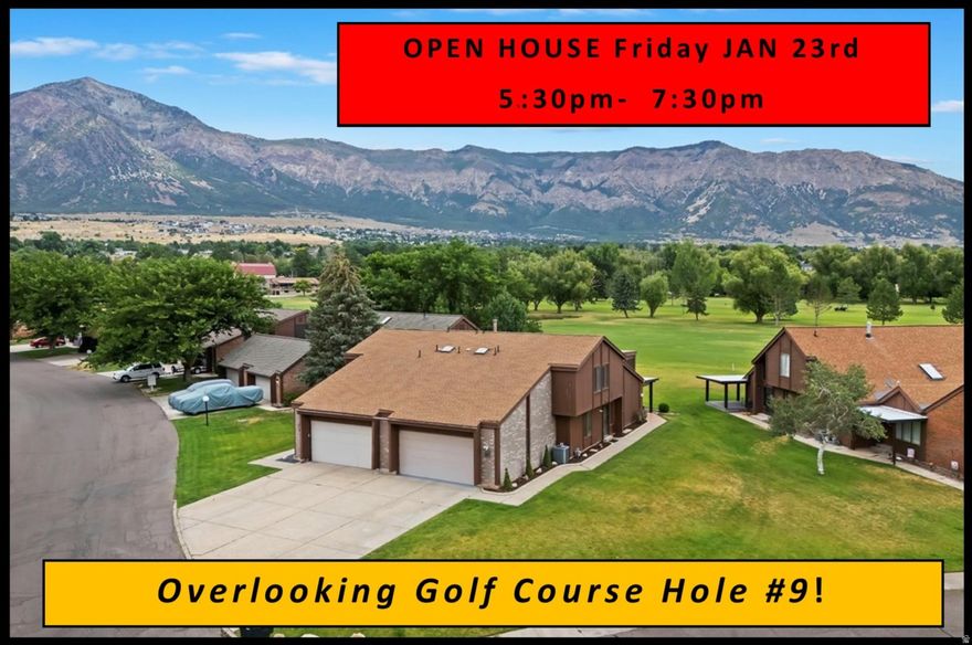 OPEN HOUSE Friday JAN 23rd at 5:30pm - 7:30pm! Enjoy resort-style living on the Barn Golf Course in Pleasant View - this light-filled condo overlooks the fairway and offers direct access to golf, trails, and mountain views. Perfect for those who value quiet, low-maintenance living just minutes from Ogden! Enjoy the spacious living room with fireplace, vaulted ceiling and lots of windows overlooking Hole #9 of the golf course, all new electrical outlets and switches, efficient kitchen with plenty of cabinets for storage, large dining area, main floor primary bedroom with lots of closet space, and main floor laundry complete the first level. Upstairs has open family room area with vaulted ceiling and skylights, large bedroom with walk-in closet, storage room and unique den/office area. Backyard with generous covered patio with views of the golf course and the mountains! Attached 2-car garage. Seller has never occupied the property and will not provide Seller's Property Condition Disclosures. Square footage provided as a courtesy, buyer to verify all. Schedule via Aligned Showings.
