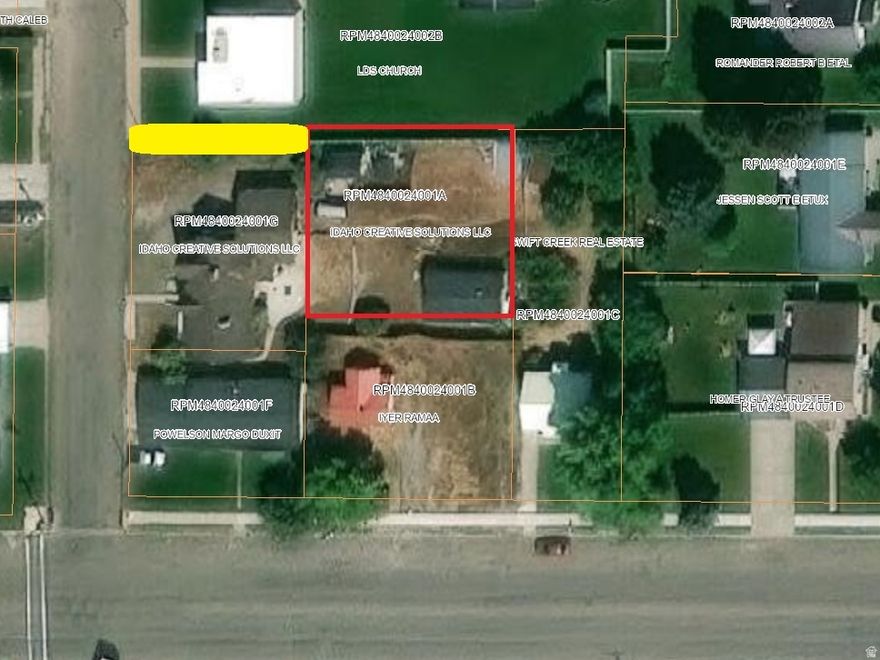 Spacious .19 acre lot in Montpelier Idaho. Lot has access off North 6th St. Easement will be recorded at closing. Water, Sewer, power and gas is available in the street. Older home on the property that is uninhabitable but cold be used for storage.  Contact listing agent for more info and to schedule your showings