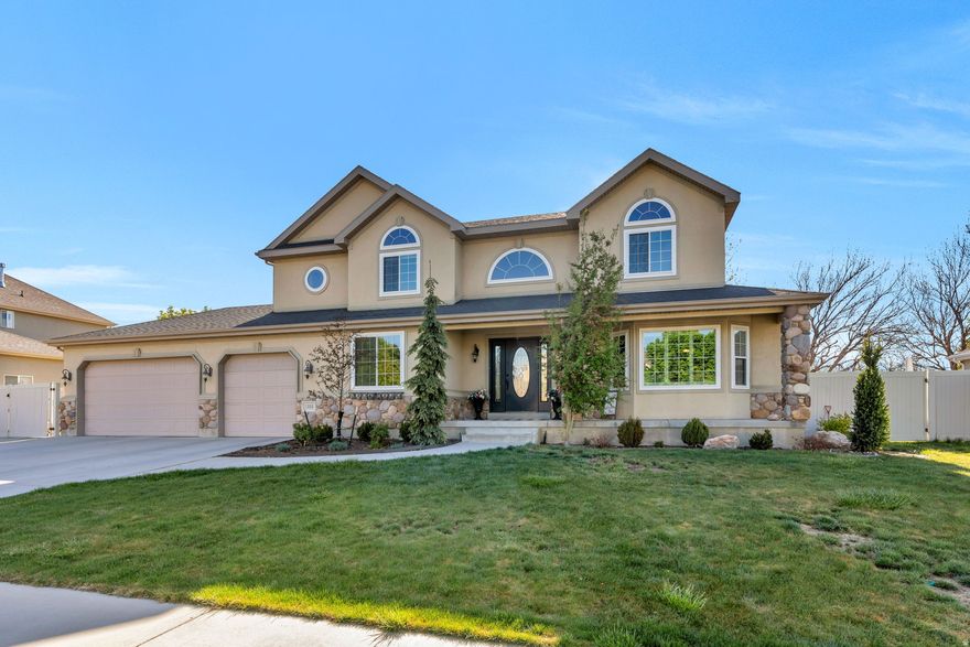 Stunning, meticulously maintained home in the highly sought-after Quail Hollow Subdivision. Featuring brand-new, energy-efficient windows throughout, along with a new tankless water heater and new A/C unit- offering comfort, cost savings, and peace of mind. The pristine kitchen showcases granite countertops, a center island, stainless steel appliances, double ovens, and a bright semi-formal dining area. The main floor also offers a spacious office with French doors, a formal dining room, and multiple inviting living spaces. Upstairs, you'll find four generously sized bedrooms, including a vaulted primary suite with large windows and breathtaking unobstructed mountain views- with no backyard neighbors for added privacy. The fully finished basement adds two additional bedrooms, a large family room, a full bathroom with laundry hookups, and cold storage. Outside, enjoy a spacious 3-car garage, over 50 feet of RV parking, and a large storage shed. One of the standout features of this home is the highly convenient walking distance to both the elementary and junior high. If you are searching for a spacious, peaceful home in a prime, central location- this is the one!   Square footage figures are provided as a courtesy estimate only. Buyer is advised to obtain an independent measurement.