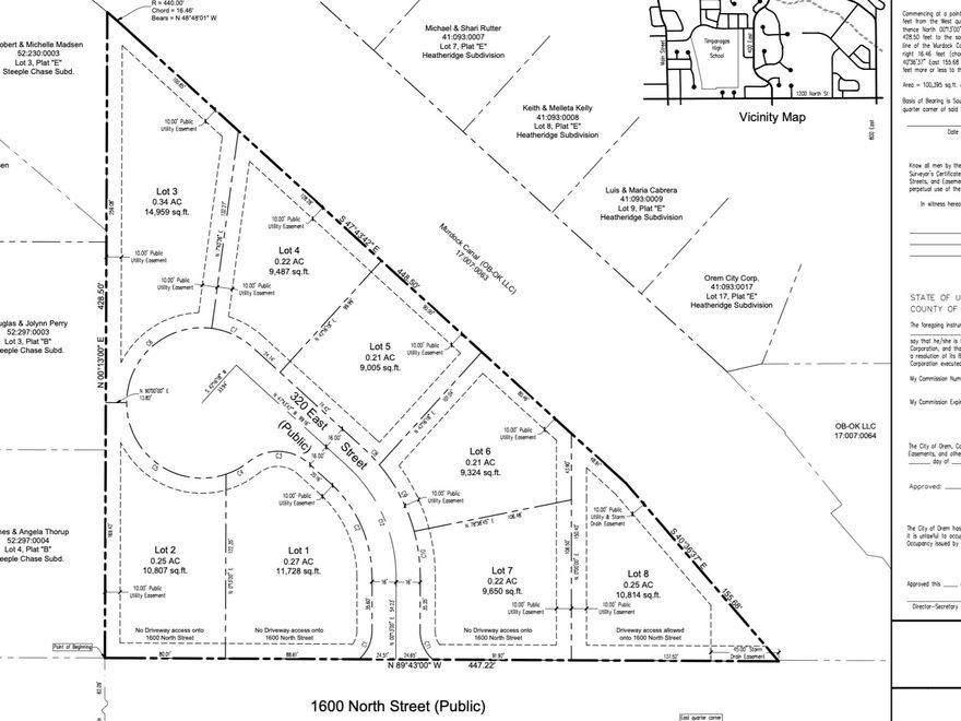 Amazing 8 Lot Subdivision in NorthEast Orem on the Murdock Canal Trail.  This represents wholesale pricing for builders acquiring the entire subdivision.  This is a beautiful and private cul-de-sac which will be a perfect subdivision opportunity for a builder looking to have their own neighborhood to build out. Also have another 6 lot subdivision close by. This pricing represents wholesale pricing for the entire subdivision.