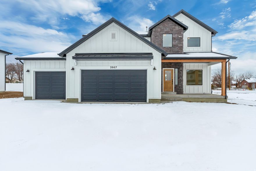 This beautiful home in Nibley Meadows could be yours in 2026! This is our "Lucie Belle". A perfect mix of timeless looks with modern features. On your main floor, you'll have an office/den, 17' tall ceiling at the entry, an oversized living room and dining room, half bath, mudroom, and a kitchen with more space than you'll ever need! Upstairs, you've got 4 bedrooms, 2 bathrooms, and a laundry room. Each room gets a healthy dose of natural light and plenty of space. The Primary Suite bathroom has a walk-in closet, double sink vanity, separate tub and shower, and a separate toilet room. The 3-car garage is excellent for storage, extra space, or maybe even a home gym! Get in touch with us today to learn more about this home, and if you're quick enough you can make the selections on this home! Photos are of a finished home. This one will have different selections.