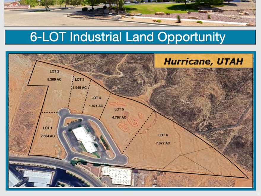 Prime Industrial Land in Gateway Industrial Park  Hurricane, UT. Excellent location just minutes from I-15 and SR-9. Six individual industrial lots available totaling 21.659 acres, with lot sizes ranging from 1.871 to 7.677 acres. Offered at $11 per square foot - $479,160/ acre.. Fully improved parcels with all utilities and infrastructure in place and ready for immediate development. Flexible layout and design options make this an ideal opportunity for a wide range of industrial or commercial uses. Whether you're expanding, relocating, or developing, this strategic location offers excellent access, flexibility, and long-term value.