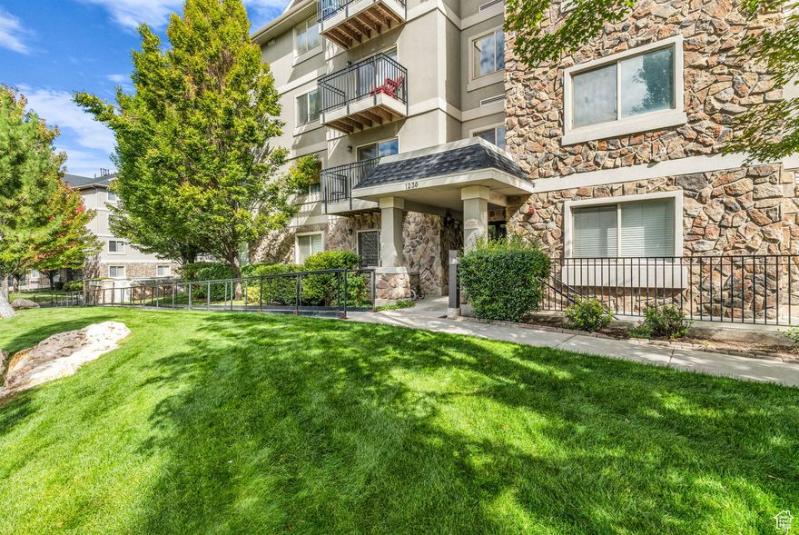 Meticulously maintained 1322 square feet of well-designed open concept space. The master bedroom features a primary suite with a large walk-in closet & a private en-suite bath. A second full bathroom adds convenience for guests. The updated kitchen boasts bar seating that flows seamlessly into the dining & living areas. Walk out onto your private patio to enjoy the tranquil grounds of the Stone Haven. Additional features include in-unit storage closets & laundry with washer & dryer included. Newer furnace and water heater (2022). The community also offers garage parking, an additional parking space, extra storage, a relaxing pool, clubhouse, BBQ area, and the security of a gated entry. Perfectly located close to convenient shopping, restaurants, freeway access, and close access to skiing Big Cottonwood Canyon