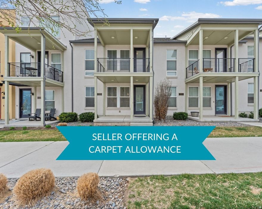 Welcome to this stunning townhome in the highly sought-after Daybreak community, offering 3 bedrooms, 2 baths, a 2-car garage, and a bright open layout designed for modern living. From the moment you walk inside, you'll notice the tall ceilings and abundant natural light that make the home feel spacious and inviting. The chef-inspired kitchen is the heart of the home, featuring a large quartz island with bar seating, beautiful backsplash, gas range, and a spacious walk-in pantry with ample shelving. The kitchen flows seamlessly into the family room, creating the perfect space for hosting gatherings or enjoying quiet evenings at home. Large windows fill the space with natural light, and a ceiling fan adds comfort year-round. Upstairs you'll find the oversized primary suite, a relaxing retreat with large windows, ceiling fan, and plenty of space to unwind. The en-suite bathroom features double sinks with quartz countertops, tile flooring, a modern three-quarter shower, and a generous walk-in closet. The upstairs laundry room offers convenience and functionality with tile flooring and plenty of room to work, and don't forget the nest thermostat. Just beyond is the mechanical room featuring a tankless water heater, ensuring endless hot water. Two additional upstairs bedrooms feature tall ceilings and great natural light. One bedroom includes charming French doors that open to a Romeo and Juliet balcony, the perfect place to enjoy a quiet morning or evening breeze. These bedrooms share a well-appointed full bathroom with tile flooring and quartz countertops. The oversized two-car garage includes additional built-in shelving for excellent storage. The location is exceptional, situated near the Salt Lake Bees ballpark with quick access to the Mountain View Corridor, WinCo Foods, and a wide variety of nearby shopping, restaurants, and everyday conveniences. Residents also enjoy full access to all the incredible Daybreak amenities including lakes, parks, trails, pools, and community events. A full list of amenities can be found at www.livedaybreak.com. Homes like this don't come along often, schedule your private showing today. Buyer and Buyers agent to verify all information. Square footage figures are provided as a courtesy estimate only. Buyer is advised to obtain an independent measurement.