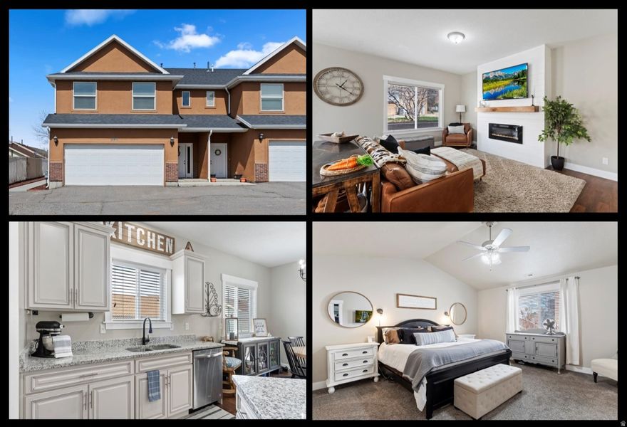 Showings Start Fri Jan 9th! Easy Living for the busy family in this desirable end-unit townhome featuring 2-car garage, welcoming foyer, spacious great room with electric fireplace and wood mantle, easy maintenance LVP flooring, large windows letting in lots of natural light, efficient kitchen with SS appliances / granite counters / center island / corner pantry, large dining area, 3-panel doors, brushed nickle hardware, oil-rubbed bronze light fixtures and half bath complete the main level. Upstairs features primary bedroom with vaulted ceiling / walk-in closet / main bath with dual sinks / separate soaking tub and shower, 3 additional large bedrooms and 1 full bath, plus laundry. Outside features patio area, HOA with in-ground swimming pool, BBQ area, snow removal, garbage and sewer and water paid. Schedule your tour via Aligned Showings.