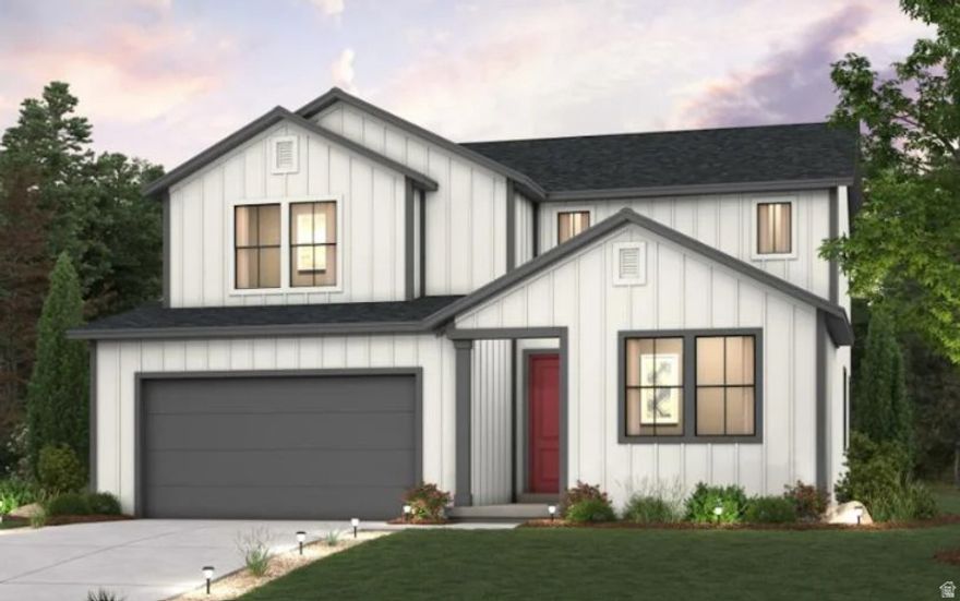 This thoughtfully designed Gunnison floor plan in Pinnacles Reserve offers 4 bedrooms, 3 bathrooms, and a 2-bay garage on a 0.20-acre lot. The main level features an open-concept layout with a spacious great room, dining area, and a modern kitchen complete with a large center island, walk-in pantry, quartz countertops, Greyhound cabinetry, and a gas range. A cozy fireplace adds warmth to the living space, while LVP flooring enhances durability and style throughout the main areas. This home also includes a main-floor bedroom and full bathroom in lieu of the study, offering added flexibility for guests or multi-generational living, along with a convenient mudroom. Upstairs, you'll find a versatile loft, two secondary bedrooms with walk-in closets, and a luxurious primary suite featuring an expansive walk-in closet and a private bath with dual vanities, a walk-in shower, and a soaking tub.