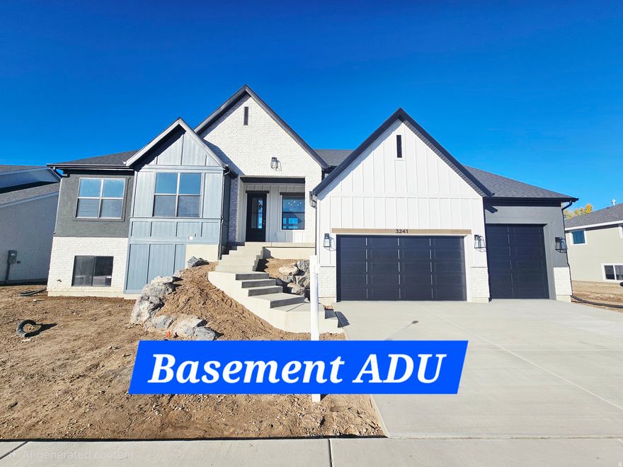 Amazing new construction rambler with rent ready basement apartment. Flexible basement layout allows for a 1, 2, or 3 bedroom rental (use the space you don't want to rent for yourself). Great option to help with monthly payment and can help you qualify. Set up with a separate garage entrance, full kitchen,  2 water heaters, and a zoned HVAC system. Tasteful finishes throughout and upgrades including a double deep 3 car garage, covered trex deck, and front yard landscaping included in the purchase price. Take advantage of over $30,000 in incentives as well to help with interest rate buydown or closing costs with builders preferred lender.