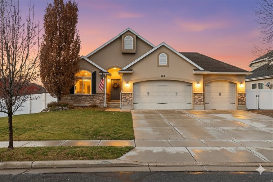 Located near the west corridor, this home gets you where you need to be in quick time.  The great room offers a gas fireplace set in glass tiles and ship lap behind; vaulted ceilings and great atmosphere for gatherings.  The master has a walk-in closet and bath with seperate tub and shower both behind barn doors.  You'll find ample room in the basement family room for a sitting area and a game area.  This corner lot is fully fenced with auto sprinklers, storage shed, and covered patio with bbq hook up, saving you from the unexpected running out of propane.  The HVAC system was replaced in 2025, the sprinkler system has been updated and includes blue tooth control.  All this plus a three car garage and Rv parking.