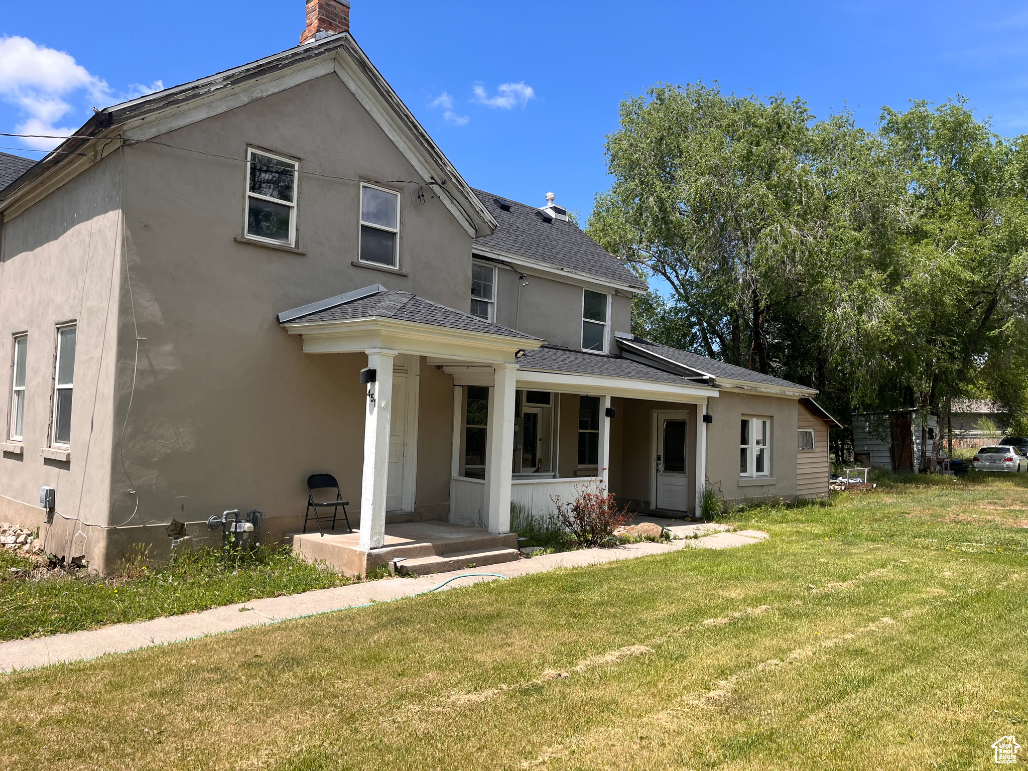 Charming 3-Bedroom Duplex with Majestic Mountain Views in Pleasant Grove, Utah! Discover this unique 1,400 sq. ft. property built in 1894, sitting on a generous 0.35-acre lot. This conforming duplex offers three bedrooms and one full bath. Recently updated with a new electrical panel, new roofing, fresh paint, new carpet, and a modernized kitchen with new appliances, this home is move-in ready. Located in a tree-lined, established neighborhood, you can enjoy stunning mountain views right from your property. There is potential to build an accessory apartment ( ADU) pending city planner approval. Embrace the charm and character of this historic home with plenty of room for your vision! Contact Kitty Palazzola for more details. Square footage figures are provided as a courtesy estimate only and were obtained from County Records. Buyer to verify ALL.