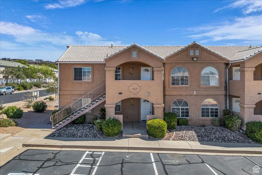Prime location! This ground floor unit is just minutes from Utah Tech University, shopping, restaurants and IHC hospital. Idea for first time buyers, second home or investment opportunity. Functional floor plan with 2 bedroom/2 baths. The unit includes a one car carport along with an additional parking stall. The unit directly above is also available for purchase (MLS 25-165131), creating an exceptional opportunity.